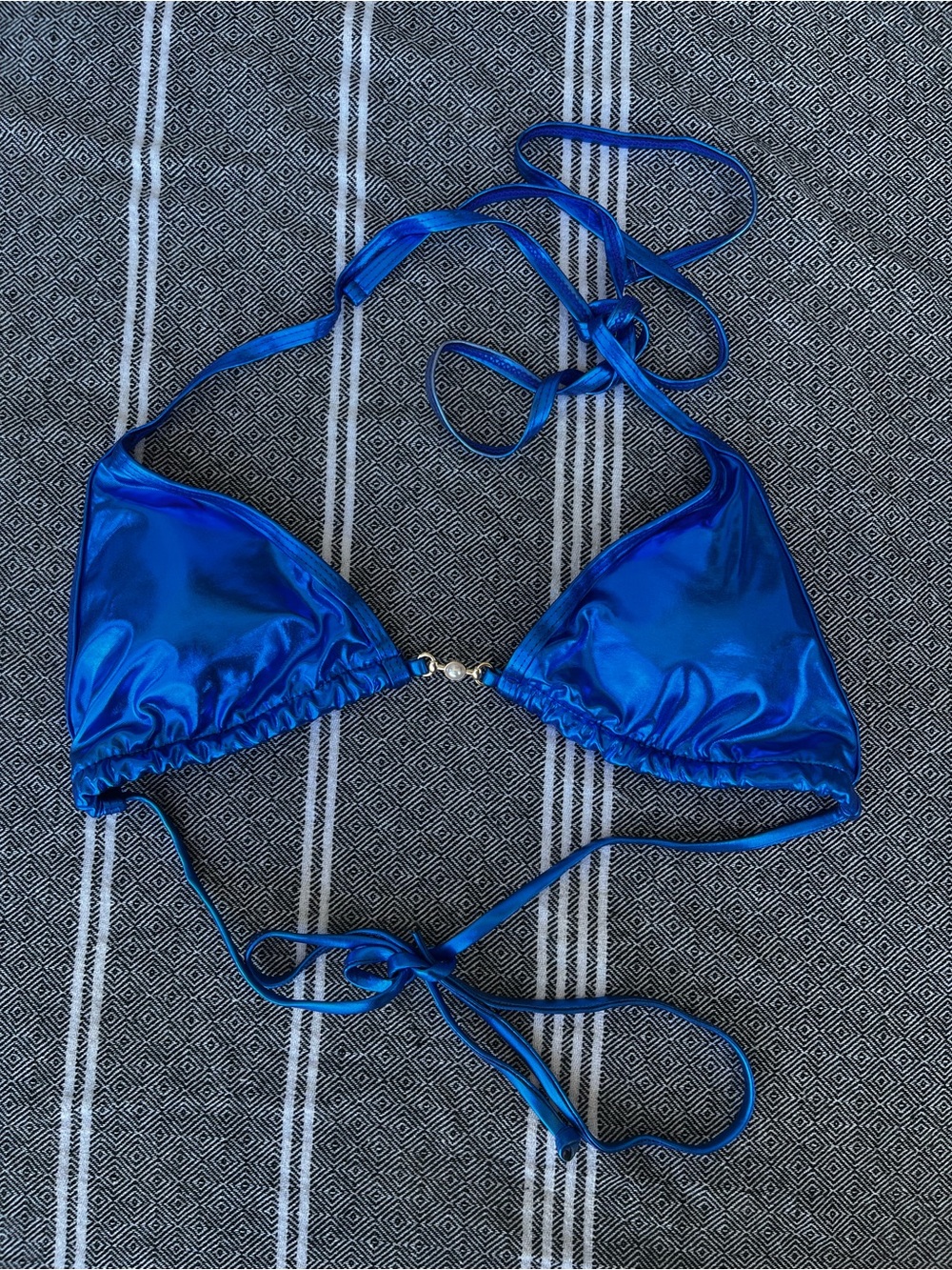Amazon Blue Metallic Triangle Bikini Set